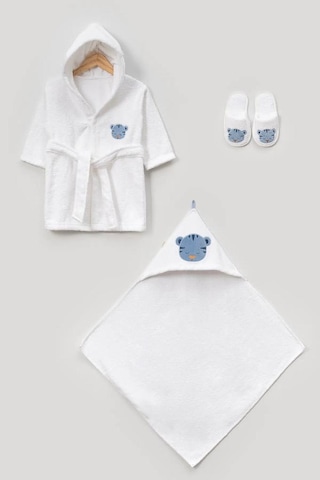 Bebitof Sevimli Kaplan Desenli %100 Pamuk Bebek Bornoz Seti 0-2 Yaş Kutulu Bbtf.byz.30056 0 - 24 Ay