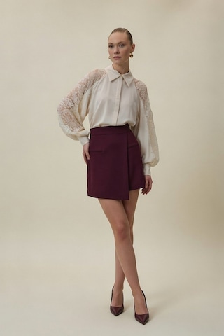 Sateen Talia Şort Etek - Mürdüm-137067 Mürdüm