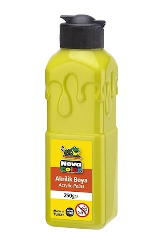 Nova Color Limon Sarısı Akrilik Boya 250 Gr 1 Adet Su Bazlı Akrilik Boyası Hobi Sanatsal Boy Tuval Ahşap Metal Sarı