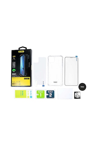 Go-Des Apple Uyumlu iPhone 11 Pro Ön Arka Koruma Go Des 5 in 1 Full Body Shield ZORE-220471 Şeffaf