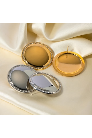 18 Ayar Altın Paslanmaz Çelik Kakmalı Elmas Cilalı Disk Küpeler Altın Kaplama Büyük Küpeler Net Ünlü Küpeler Diğer