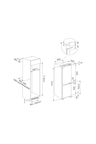 Franke FCB 320 TNF 250 LT E No-Frost Ankastre Buzdolabı Beyaz