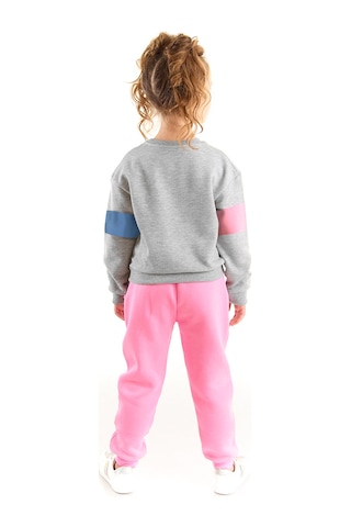 Denokids - Kız Çocuk Kışlık Kedi ve Kalp Desenli Pembe Uzun Kollu 2 Parça Eşofman Takımı 1-8 Yaş