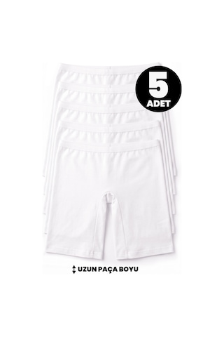 Öts Kız Çocuk 5 Li Pamuklu Boxer Pembe Uzun Premium Günlük Kullanım 8254-5 Beyaz