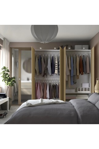 Ikea Beyaz Şık Kapaklı Gardırop 200x60x201 Cm