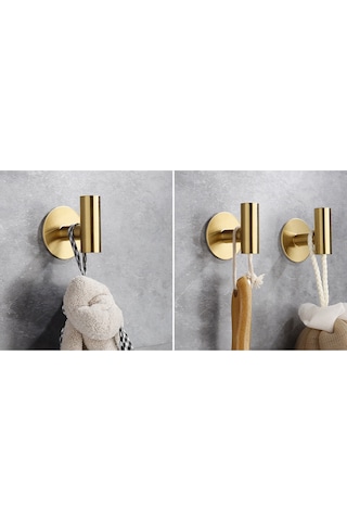 Adet Yapışkanlı Kanca Paslanmaz Çelik Bornoz Kancası Braketi Ağır Hizmet Kancası Banyo Mutfak Oturma Odası Otel Altın Altın