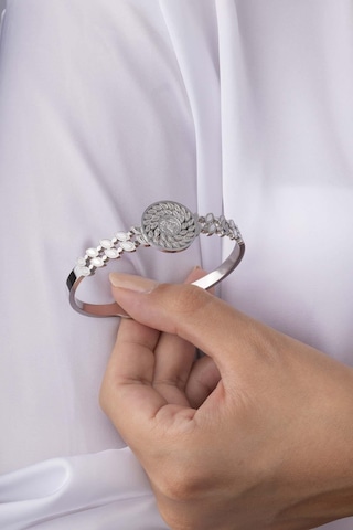 Gümüş Pazarım Reşat Altın Görünümlü Beyaz Altın Kaplama Kadın Çelik Kelepçe Bileklik Renkli