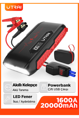 Utrai Jstar 3 20000 mAh 1600A Jump Starter Taşınabilir Akü Takviye Cihazı Seti