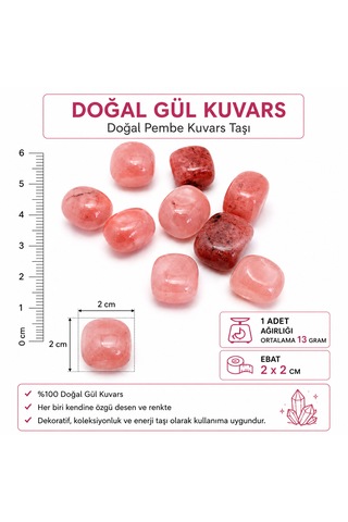 Doğal Gül Kuvars Tamburlanmış Gül Kuvars Doğal Taş 1 / 3 / 6 Adet 3 Adet