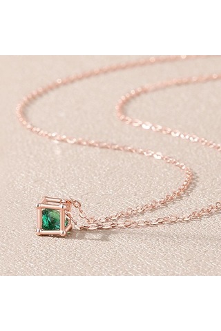 Yeşil Tancise 925 Ayar Gümüş Klasik Kadın Kolye Kolye Zirkon Moda Hediye