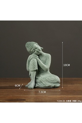 Yulong Moveevo Yeşil Kum Taşı Zen Buda Heykeli - Dekoratif Çay