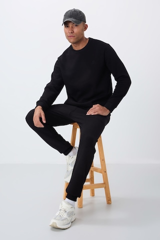 Tommy Life Siyah Pamuklu Kalın İçi Tüylü Yumuşak Dokulu Comfort Fit Nakışlı Erkek Eşofman Takım -85265 Siyah