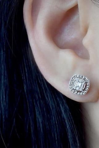 Modern Tasarım 0.24 Ct Baget Kare Tektaş  Küpe