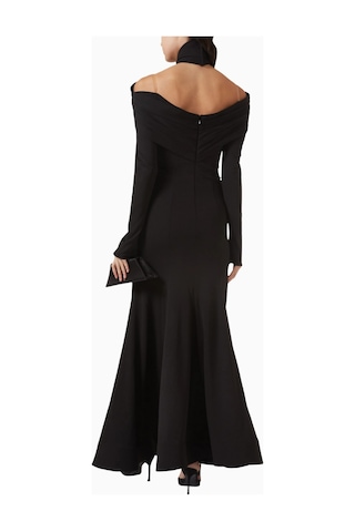 Ac By Aanchal Chanda Embellished High - Neck Yüksek Yaka Taş Işlemeli Maxi Kadın Elbise Siyah