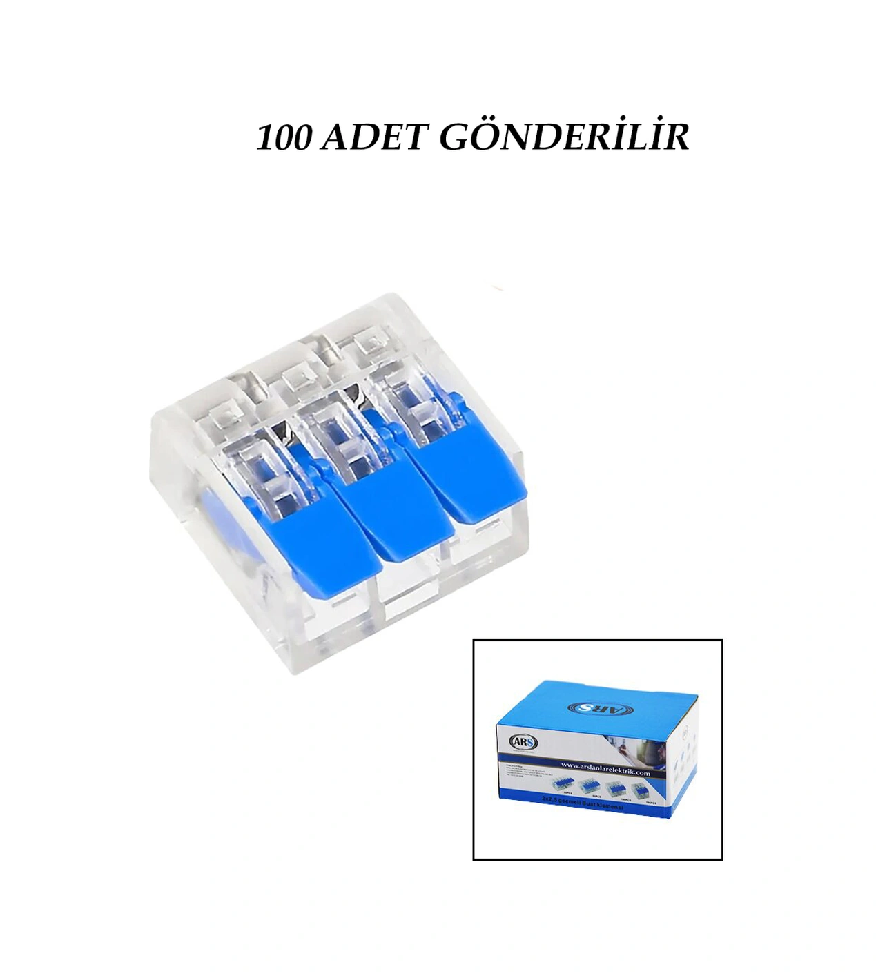 100 Adet 3 Lü 2x2.5 Kablo Geçmeli Mandallı Buat Klemensi 4741