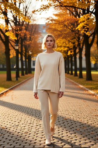 Benerly Kadın Bisiklet Yaka Düşük Kol Relaxed Triko Detaylı Sweatshirt Fo Taş