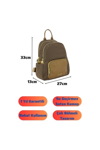 Bolsas Saten Kumaş Kadın Sırt Çanta Kahve 1048 Kahve Kahverengi