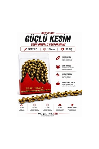 Algaride Rapc Motorlu Testere Zinciri 3/8 36 Diş Gold Zincir Kesik Kutulu Yedek Zincir
