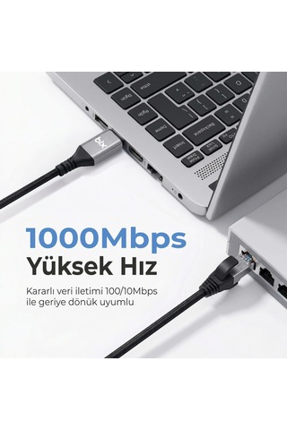 Lexroo C6c01 Usb-c To Rj45 1000mbps Gigabit Ethernet Dönüştürücü Cat6 Kablo 1 Metre Thunderbolt Standart