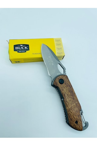 Buck Marka Ahşapkasa X74 MiniKamp Çakı //15cm Gri - Kahverengi