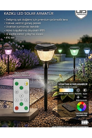 Kumandalı Rgb Solar Kazıklı Dış Mekan 30 W Su Geçirmez