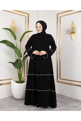 Kıl Biye Detaylı Abaya/ferace / Siyah - F0145 Siyah