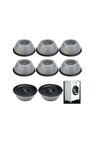 Mainshop Çamaşır Buzdolabı Makinası Beyaz Eşya Titreşim Önleyici Yükseltici Altlığı Ayaklığı 8 Adet M-541 Gri