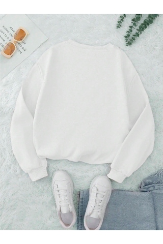 Startmore Beyaz Unisex Erkek/kadın Ok Bear Özel Renkli Baskılı Oversize Pamuklu Bisiklet Yaka