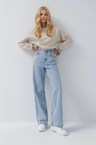 Woddi Mavi Kar Salaş Çnr Kadın Yüksek Bel Palazzo Jeans Likralı Esnek Kot Pantolon Yeni Hsn-2 Taş1