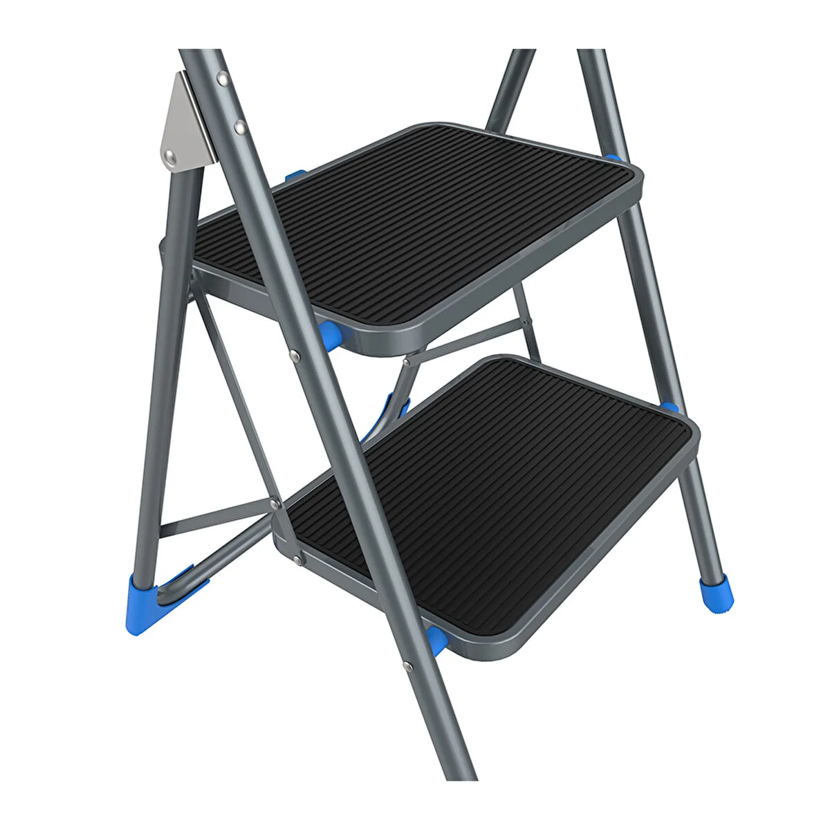 Yer Kaplamaz Katlanır 2 Geniş Basamaklı Merdiven 150 Kg Taşıma Kapasiteli 2 Basamaklı
