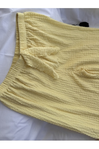 Intive Cool Comfort Waffle Kumaş Pamuklu Nefes Alabilir Basic Yaz Sarı