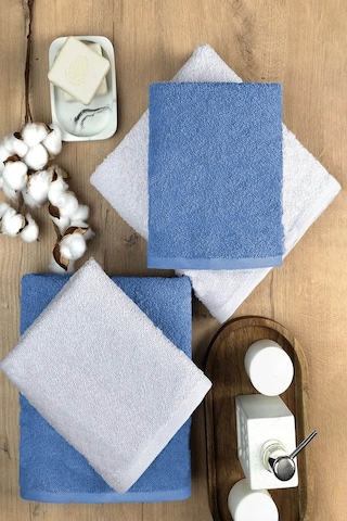 4 Lü Banyo Havlusu Takımı Soft Büyük Havlulu Pamuklu Havlu Seti 90x150 Cm Beyaz 001