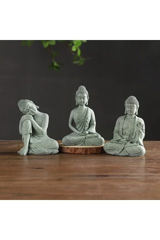 Pazly Zen Buda Heykeli - Yeşil Kumtaşı Meditasyon Dekoru, Ev & Ofis İçin Şık Aksesuar