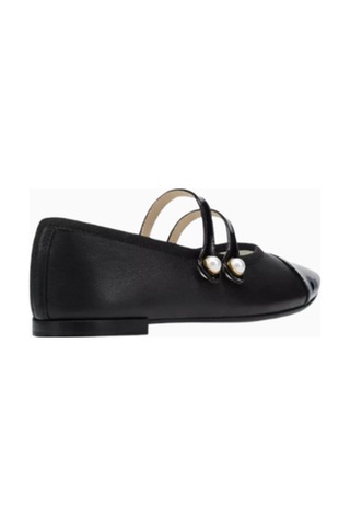 Repetto Erin Mary Jane Flats, Deri, Inci Detaylı Çift Kayış, Parlak Burun, Fransız Şıklığı Babet Siyah