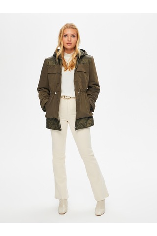 Beli Tünelli Kapüşonlu Kapitone Kaban 69423 U6942354 Haki