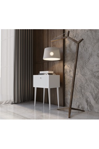 Enwood Canopus Mdf Beyaz Ahşap Ayaklı Tek Kapaklı Komodin