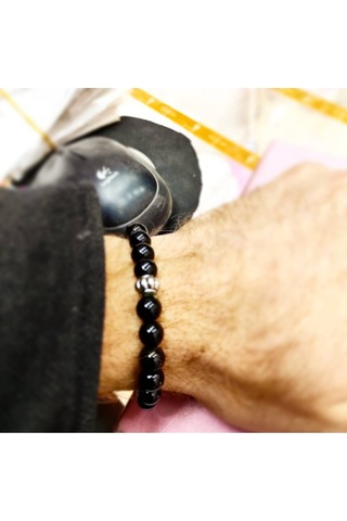 Oriental Kuyumculuk Jewellery Parlak Turmalin Taşlı Bileklik Siyah