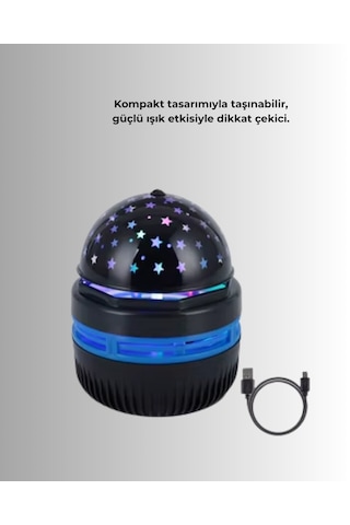 Döner Galaxy Uyumlu Projektör Gece Lambası Ay Ve Yıldız Işıklı Atmosfer Lamba Usb Bağlantılı