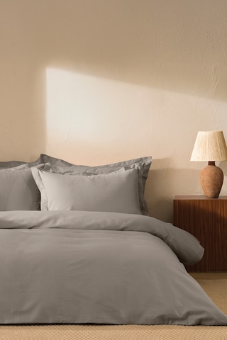 Puffy Andra Çift Kişilik Saten Nevresim Takımı - Grej Bej