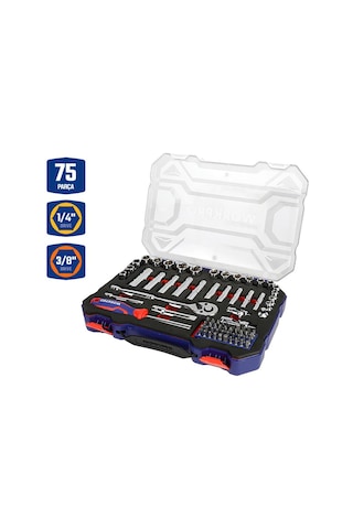 Workpro Wp202524 1/4' 3/8 Metrik 75 Parça Cr-v Profesyonel Lokma Takımı