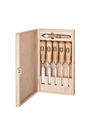 Kirschen 1107001 Ahşap Kutulu Dowtail Düz Iskarpela Takımı 6 Parça