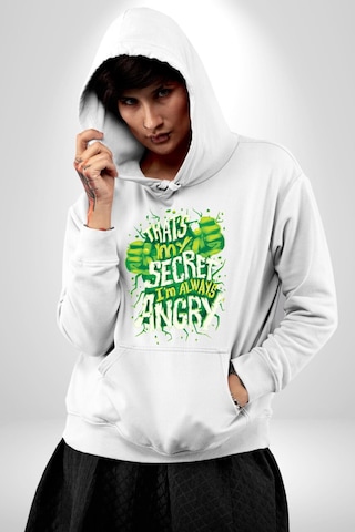 Bu Benim Sırrım Her Zaman Kızgınım Kadın Erkek Beyaz Kapüşonlu Sweatshirt Hoodie Beyaz