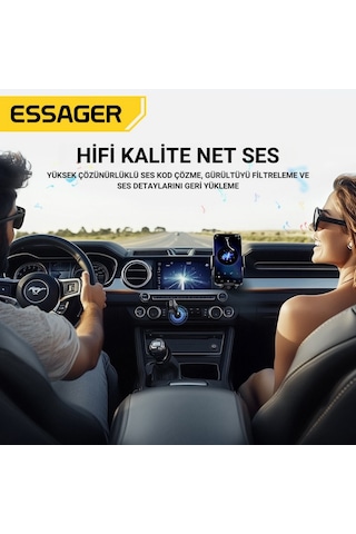 Essager Bluetooth 5.3 Adaptör Transmitter Eller Serbest Görüşme, Kablosuz Ses Aktarımı, Hifi Kalite Gri