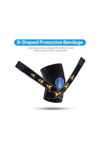 Wezone 2'li Spor Dizlik Seti - Ayarlanabilir Neopren Diz Bandajı, Esnek Destekli Mavi