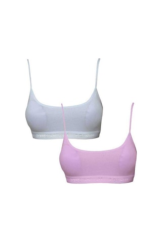 Royaleks Pedli İp Askılı Beyaz Ve Pembe Büstiyer 2 Adet Beyaz - Pembe