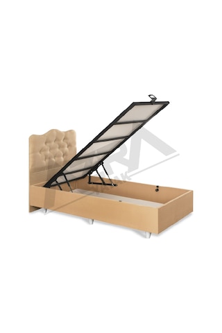 Nero Tek Kişilik Baza Prenses Krem %100 Çelik+ Mdf 90 x 190 CM