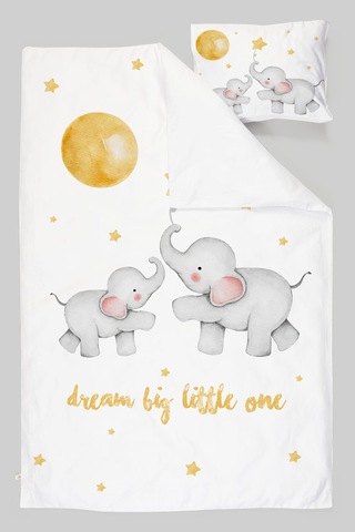 Organik Tek Kişilik Nevresim Takımı 160x220 - Hayalperest Fil Renkli