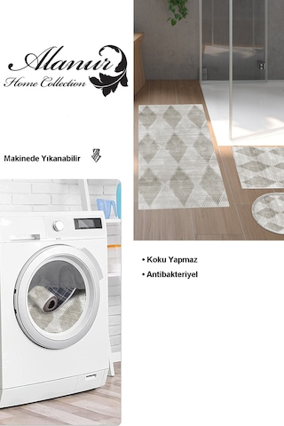Dekoreko Kaymaz Taban Djt 3 Lü Banyo Paspas Takımı Star Pamuk Karışık Iskandinav F5131 Bej
