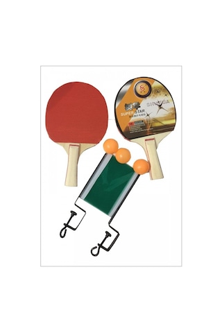 Leyaton Masa Tenisi Seti - 2 Raketi + 3 Pinpon Topu + File Çok Renkli