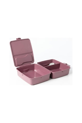 Bölmeli Sağlıklı Saklama Ve Yemek Kabı - Bpa Sız Sağlıklı - Kilit Kapak - Taşınabilir Lunchbox- Mor Renk Çok Renkli